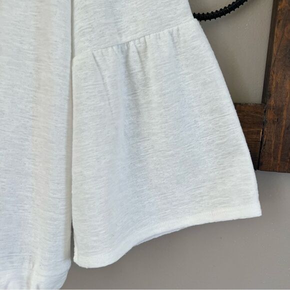 Casual Collections by F & F Ivory Tie Bottom Bell Sleeve Blouse Size 14 - Picture 12 of 13